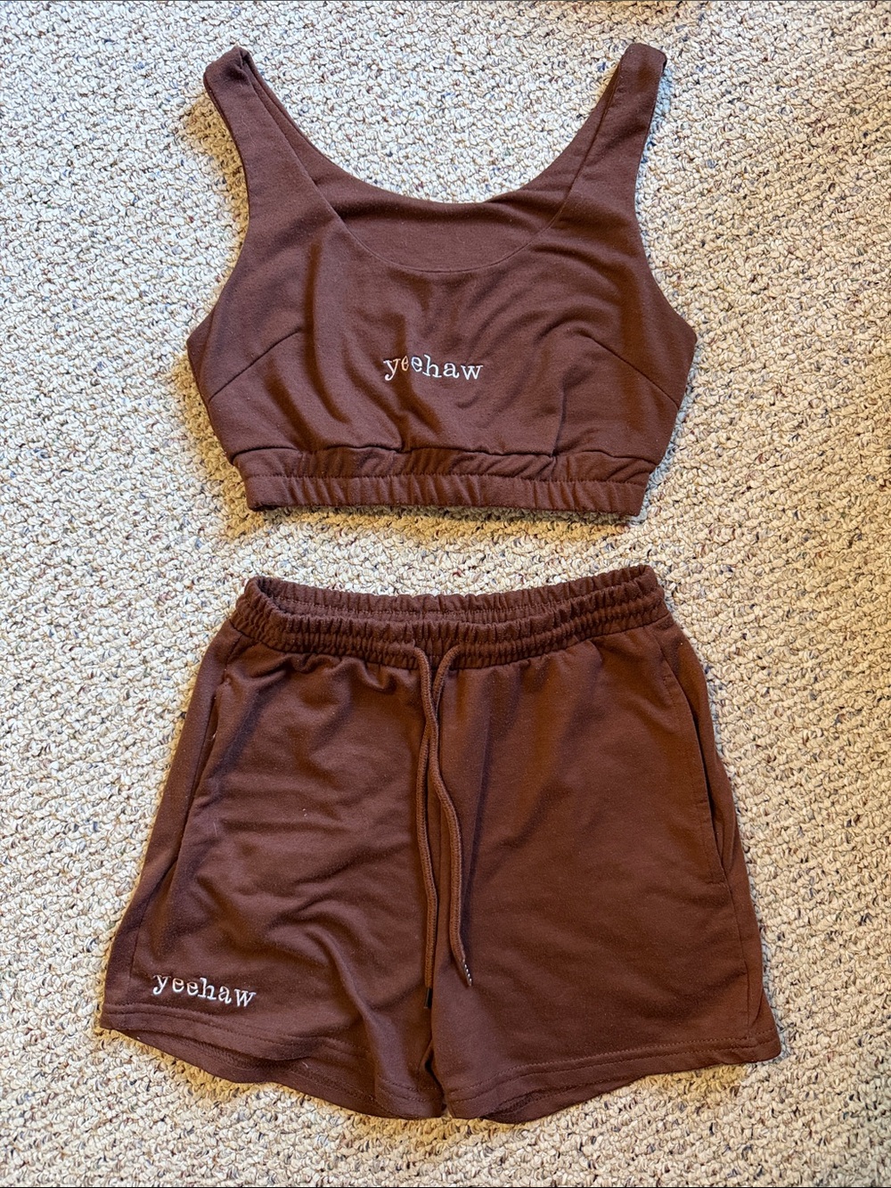 Yeehaw Brown Women's Athletic Shorts - Elastic Waist Casual Fit